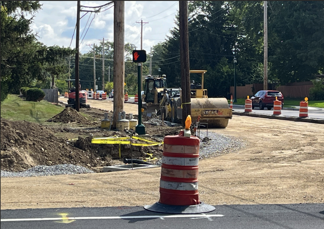 Fishinger, an example of a full reconstruction including water line replacement, remains under construction.